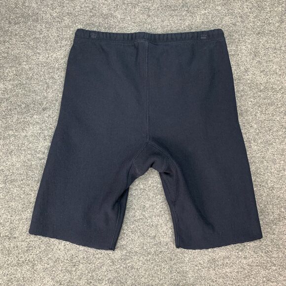 Champion Sweat Short Mens M Navy Reverse Weave Elastic Drawstring Waist Raw Edge - Picture 11 of 13